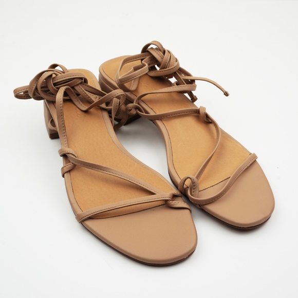 New MADEWELL The Brigitte Lace-Up Sandal in Leather Sandstone - Picture 4 of 7